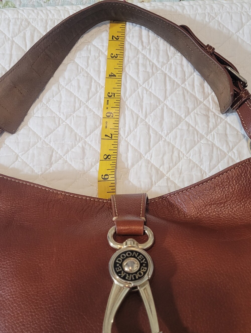 Dooney & Bourke Chestnut Brown Leather Shoulder Bag with Polished Hardware - Picture 15 of 15